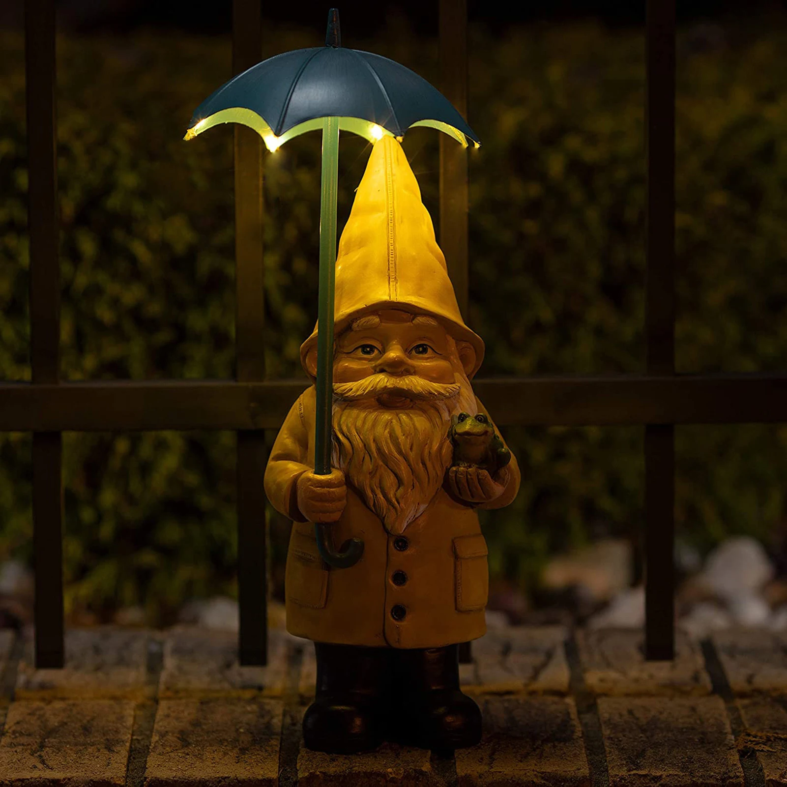 

Садовые статуи гнома светодиодный светильник кой, уличные садовые украшения, зонт в слайкере, статуэтка из смолы, домашние фигурки