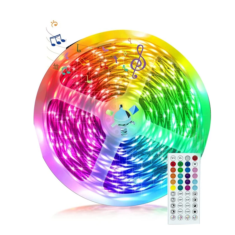 

20M Led Lights Strip 5050 RGB 600 LED Light Strip With Remote & Bluetooth Control,Colour Changing,For Room,TV,US Plug