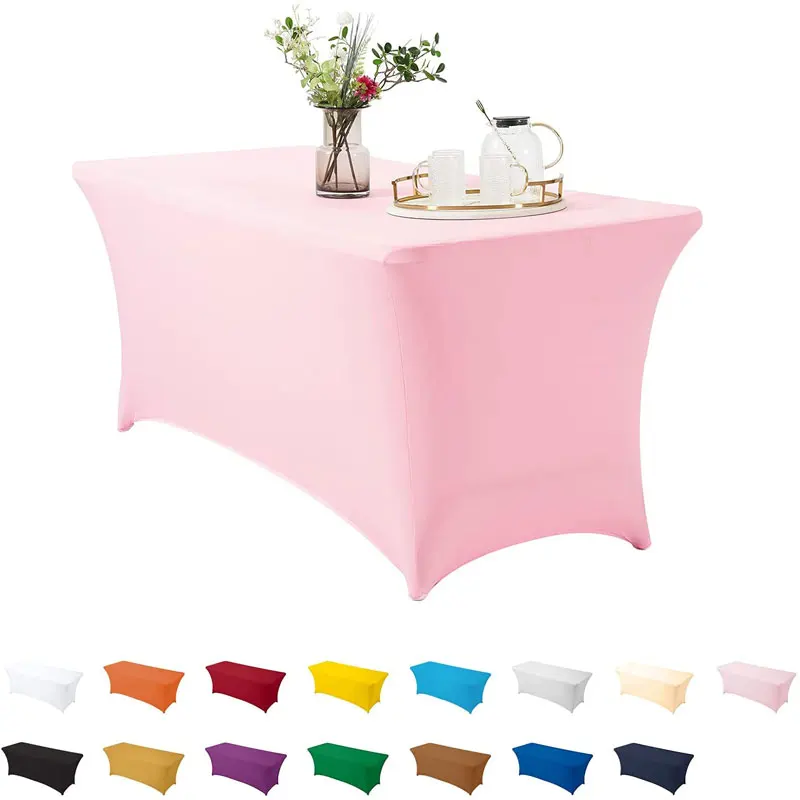 Розовая скатерть для стандартных складных столов эластичная прямоугольная