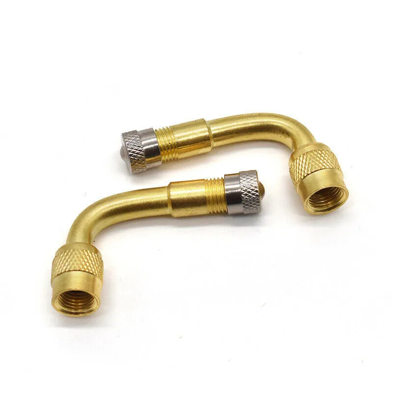 

Air Tyre Valve Golden Adaptor Copper Extension For Motorcycle Motorbike Car Stem Valve 2pcs 90 Degree Brand New