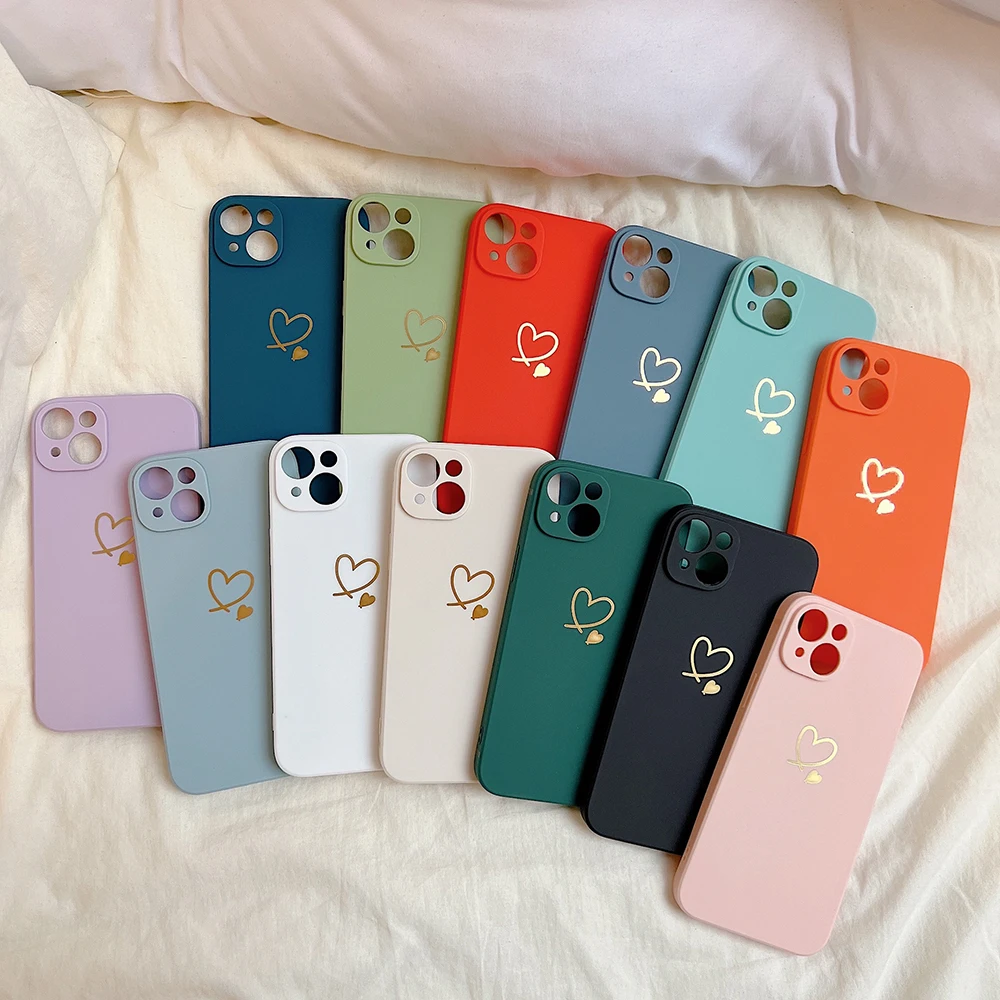 

Lovebay Cute Love Heart Phone Case For iphone 11 12 13 14 Pro Max Mini Plus X XS XR Max 7 8 Plus TPU Stamping Soft Back Cover