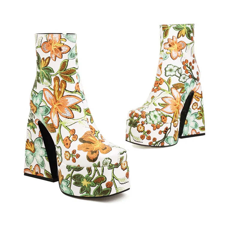 

Large size Oversize Big size Square toes Thick Heel womens fashion boots womens shoes with design Mixed Colors Fashion trend