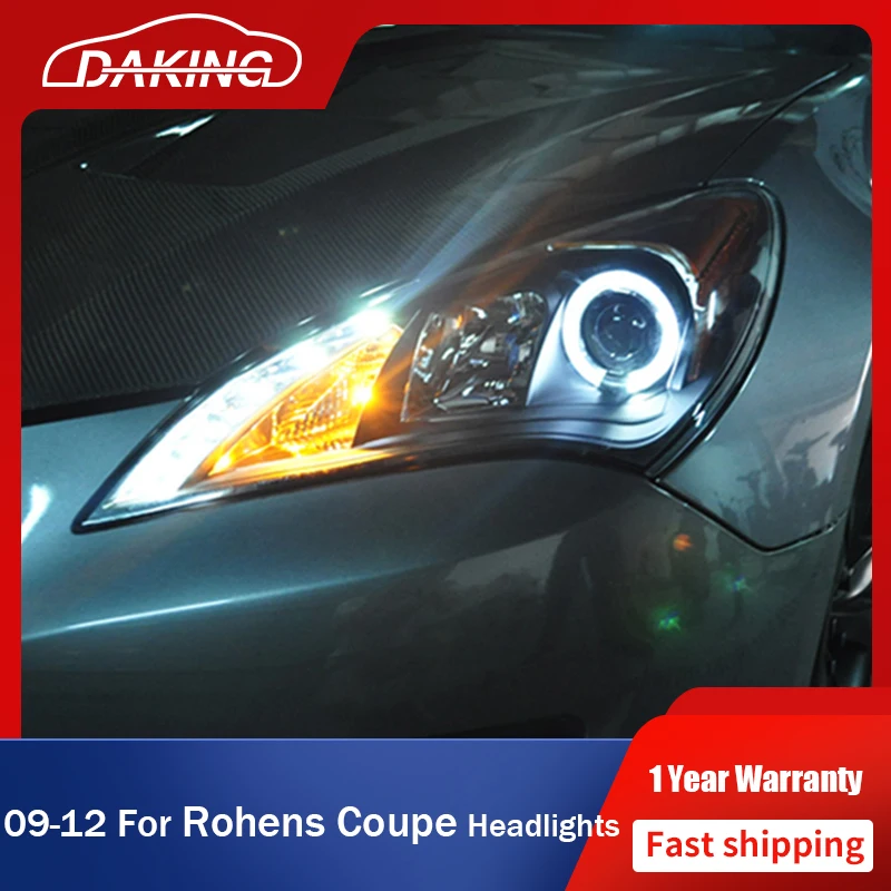 

Автомобильные фары для Hyundai Rohens Coupe 2009-2012, передние светодиодные фары DRL, желтый сигнал поворота, биксеноновые линзы, передние фары, автоматическая сборка