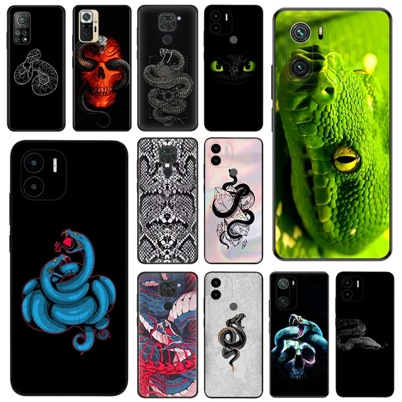 

Snake Skin Print Soft Phone Cases For Xiaomi Mi 11 Lite 5G NE Ultra 11T 11i 10T 10 Pro Note10 A2 CC9 9T 9 SE 8 Black Matte Cover