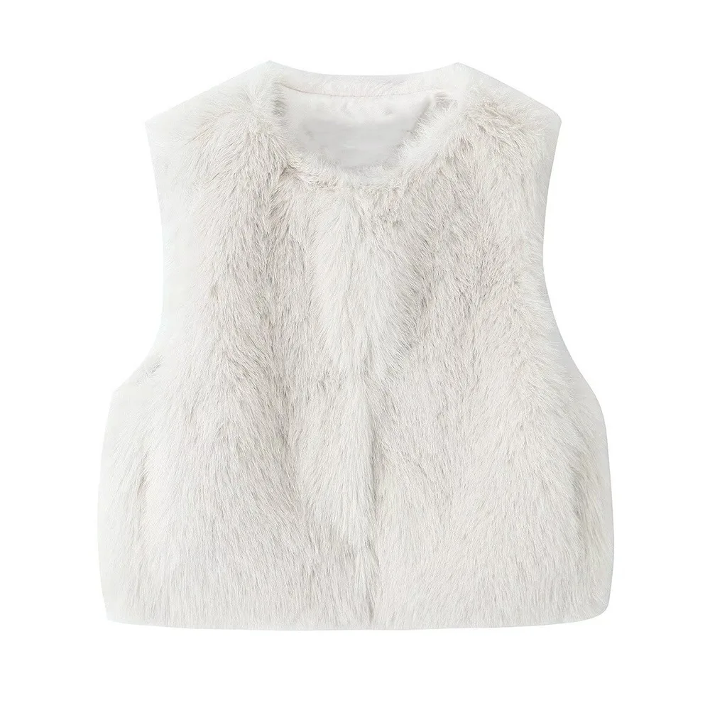 PB &amp ZA женский 2024 осенний новый модный универсальный короткий жилет с эффектом