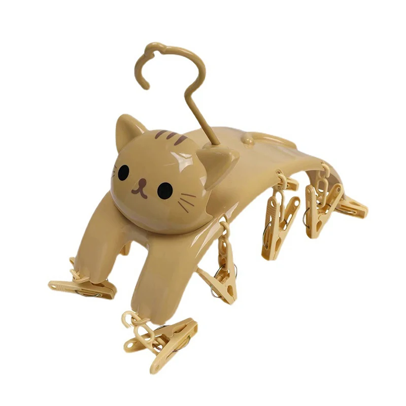 

Cat Hangers with 10pcs Clothes Pegs Indoor Outdoor Laundry Clips Underwear Socks