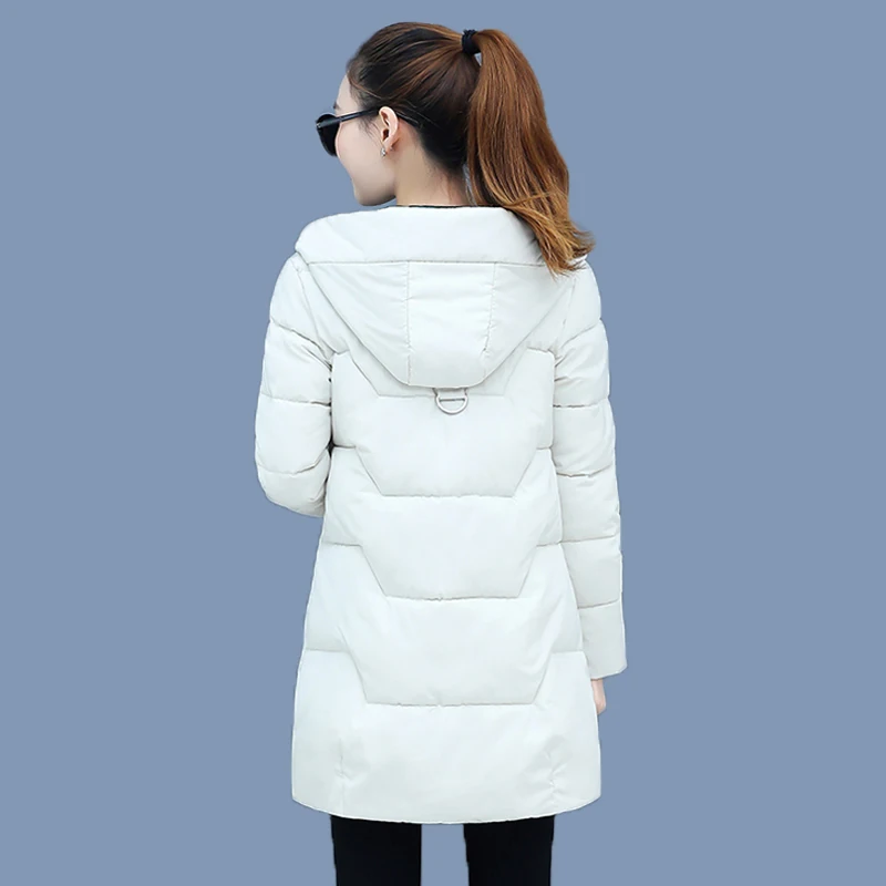 Loose Oversized 4XL Hooded Thicken Long Jacket Korean Cotton Padded Warm Windproof Parkas Winter Snow Wear Women Coat Outwear