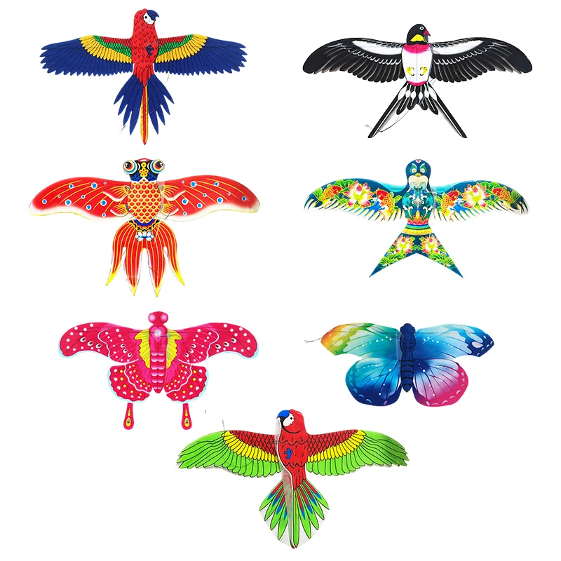 

1Set Children Kite Flying Kids Outdoor Toys Kite Factory Ripstop Plastic Butterfly Swallow Parrot Kites With Handle Angel High