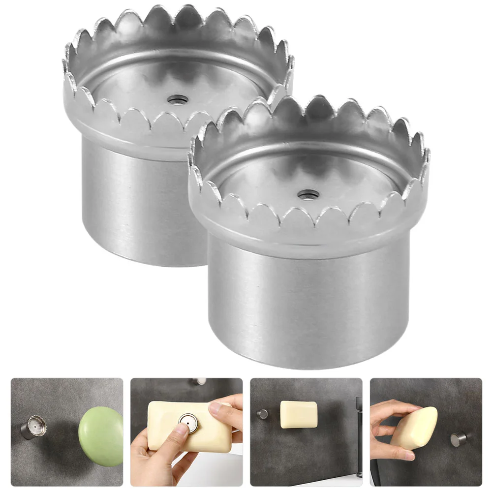 

2 Pcs Magnetic Soap Holder Wall Tub Tray Bar Metal Serving Bathroom Sponge Holders