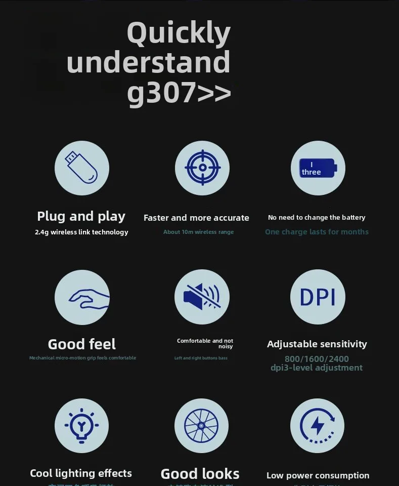 Беспроводная Bluetooth-мышь EWEADN G307 с двойным режимом работы, механическим ощущением, перезаряжаемая, для геймеров (для игр типа «Курица») (art.: 3920dc140b14b) - 3920dc140b14b