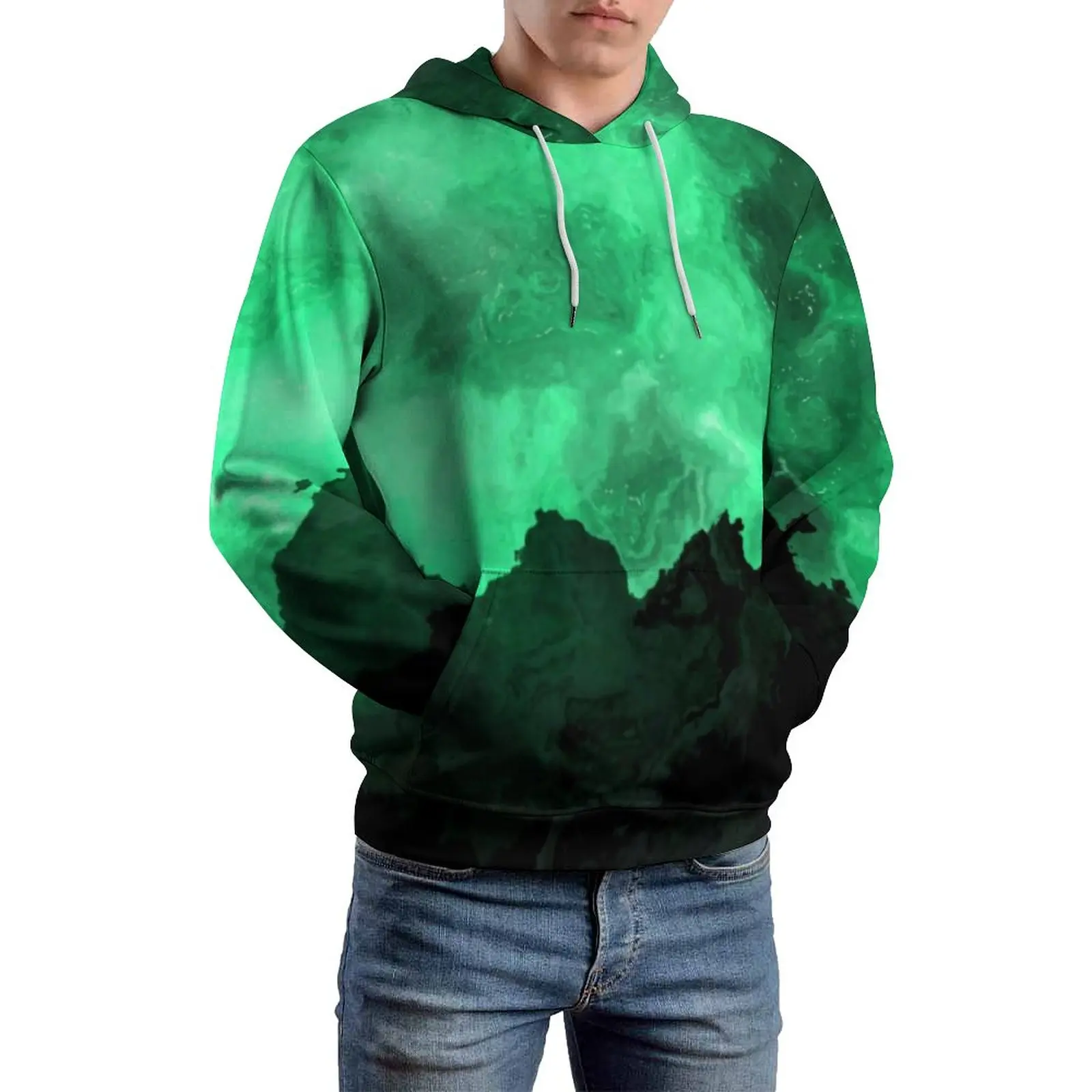 

Green Mountain Casual Hoodies Men Abstract Marble Print Y2k Hooded Sweatshirts Winter Long Sleeve Street Fashion Oversize Hoodie