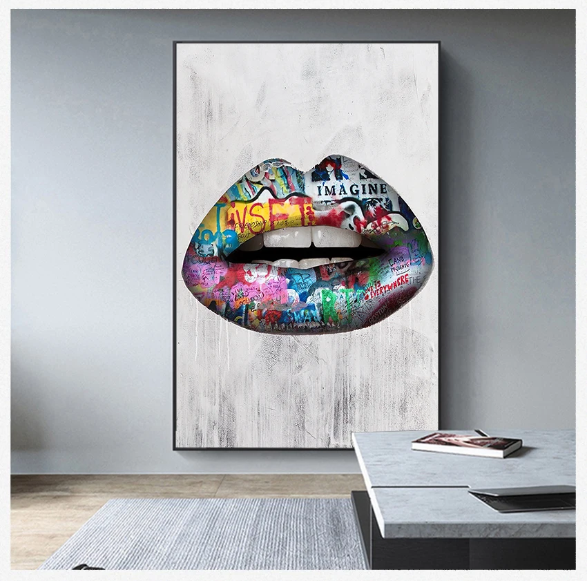 

Abstract Sexy Lips Wall Art Paintings Print On Canvas Posters And Prints Graffiti Art Canvas Prints Pop Art Pictures Home Decor