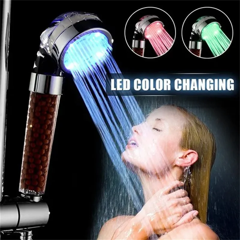 

Temperature Control Shower Head Color Changing LED High Pressure Handheld Negative Ion Shower Head Shower Light For The Bathroom