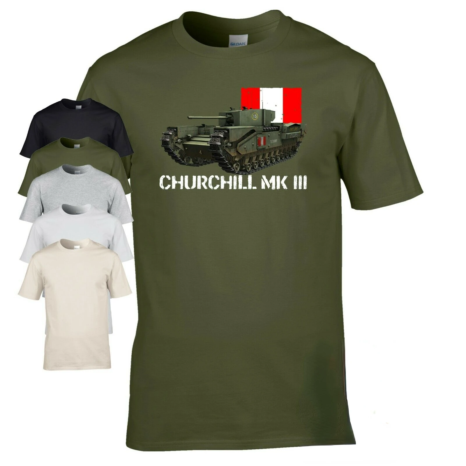 Футболка с американским черчиллем Mk3 времен Второй мировой войны. Летняя