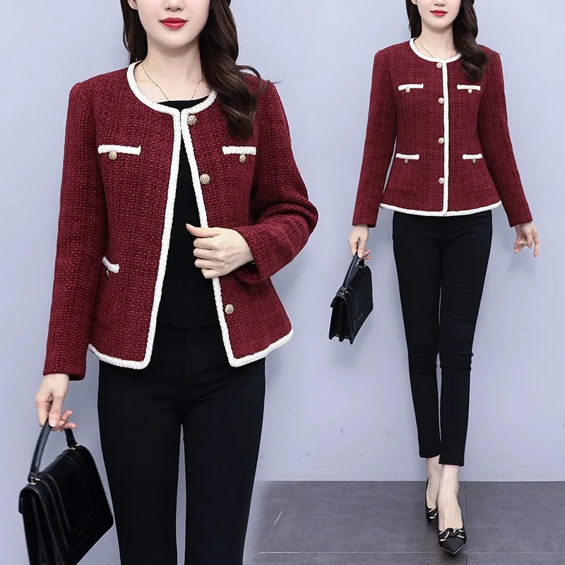 Plus Size Women's Single Breasted Western Sle Outerwear Fat Sister Clothes Round Neck Long Sleeve Chic Fashion