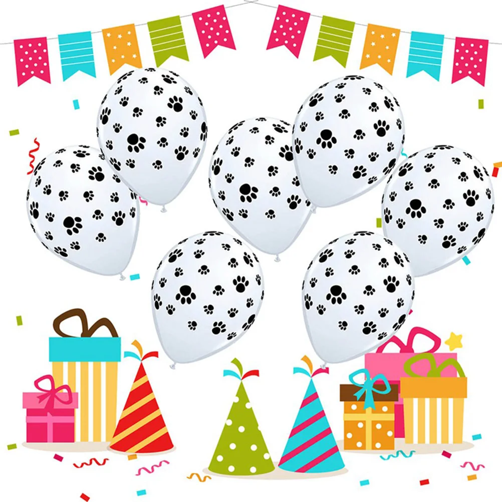 

12 Pcs Party Printed Balloons Latex Happy Birthday Ballons Dog Paw Decoration Child Garland