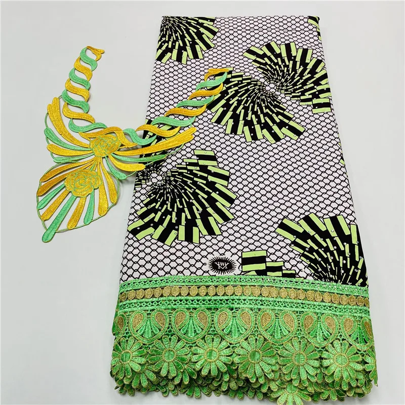 

6 yards Nigerian Lace Fabric High Quality Lace Ankara Wax 100% Cotton with Embroidery Guipure Lace Fabric for Clothing K101801