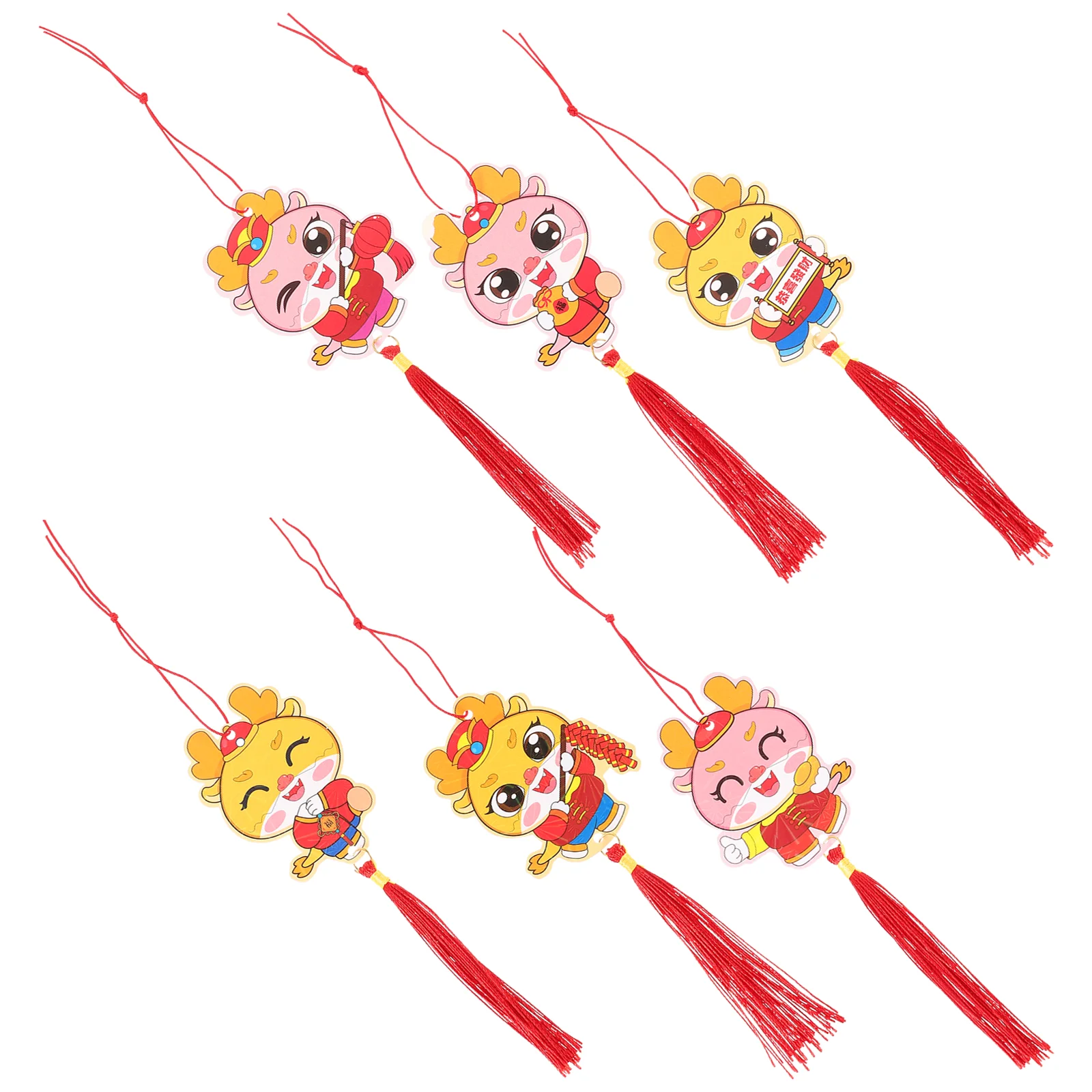 

6 Pcs New Year Decorations Festival Wall Hanging Ornament Pot Chinese Car Pendant Style