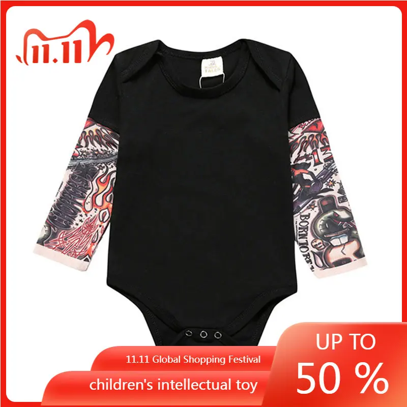 

Baby Bodysuits Tattoos Print Rock 6M-24M Cotton Infant Long Sleeve Bodysuit