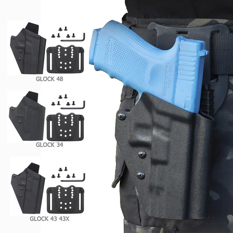 

Чехол Kydex для пистолета с ремнем на талию, чехол для страйкбола для Glock 34/43 43X/48, быстросъемная кобура для правой руки и пистолета, тактический ...