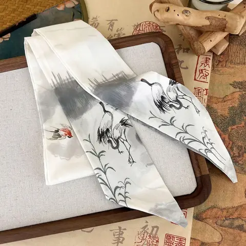 Шелковый шарф Elegant Long Ink Painting для женщин