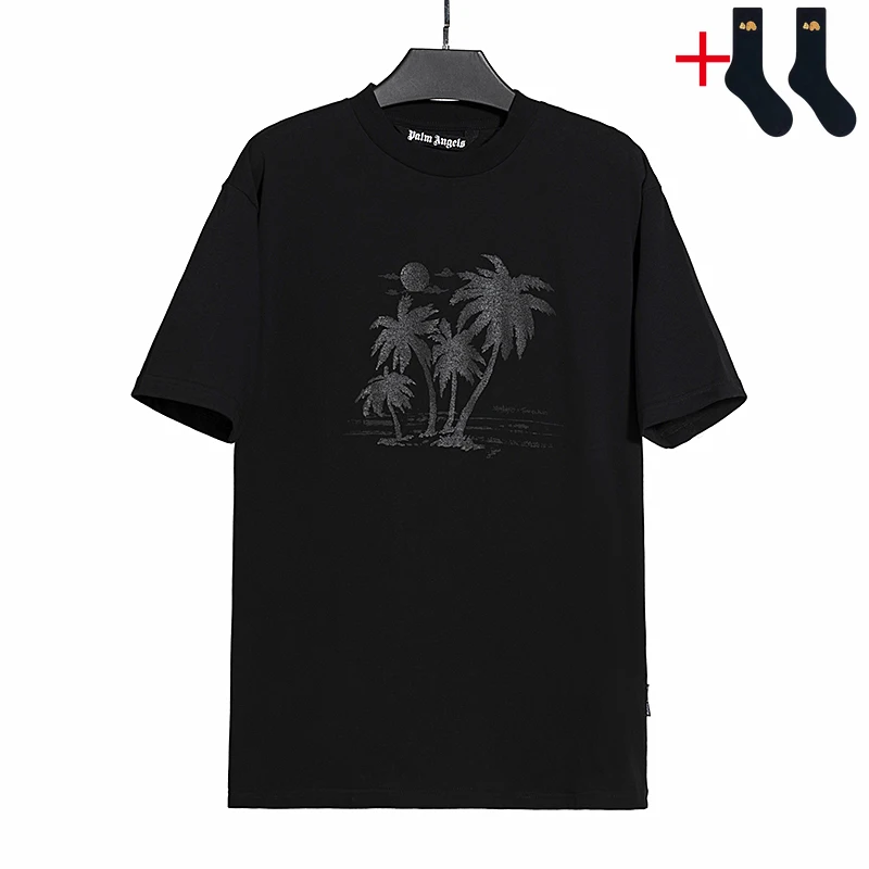 

Palm Angels 22SS Letter Logo Men's and Women's Lovers Coconut tree pattern T-Shirt Men Fashion Casual T-Shirt Boyfriend Gift