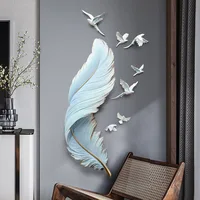 Modern minimalist living room sofa background wall decoration porch light luxury feather wall hanging feng shui decoration