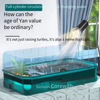 aquarium turtle tank lazy person water free breeding box with drying platform ecological turtle tank aquarium accessories 220v