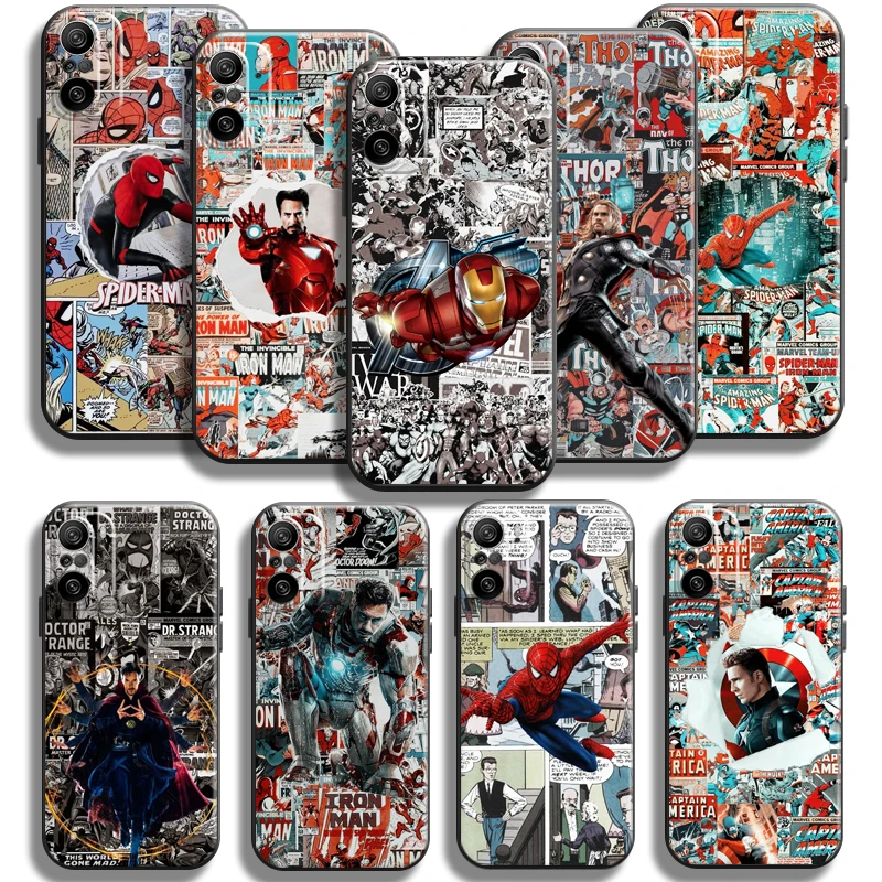 

Avengers Captain America Iron Man For Xiaomi Redmi K40 Pro Gaming Phone Case Back Coque Carcasa Soft Black Liquid Silicon