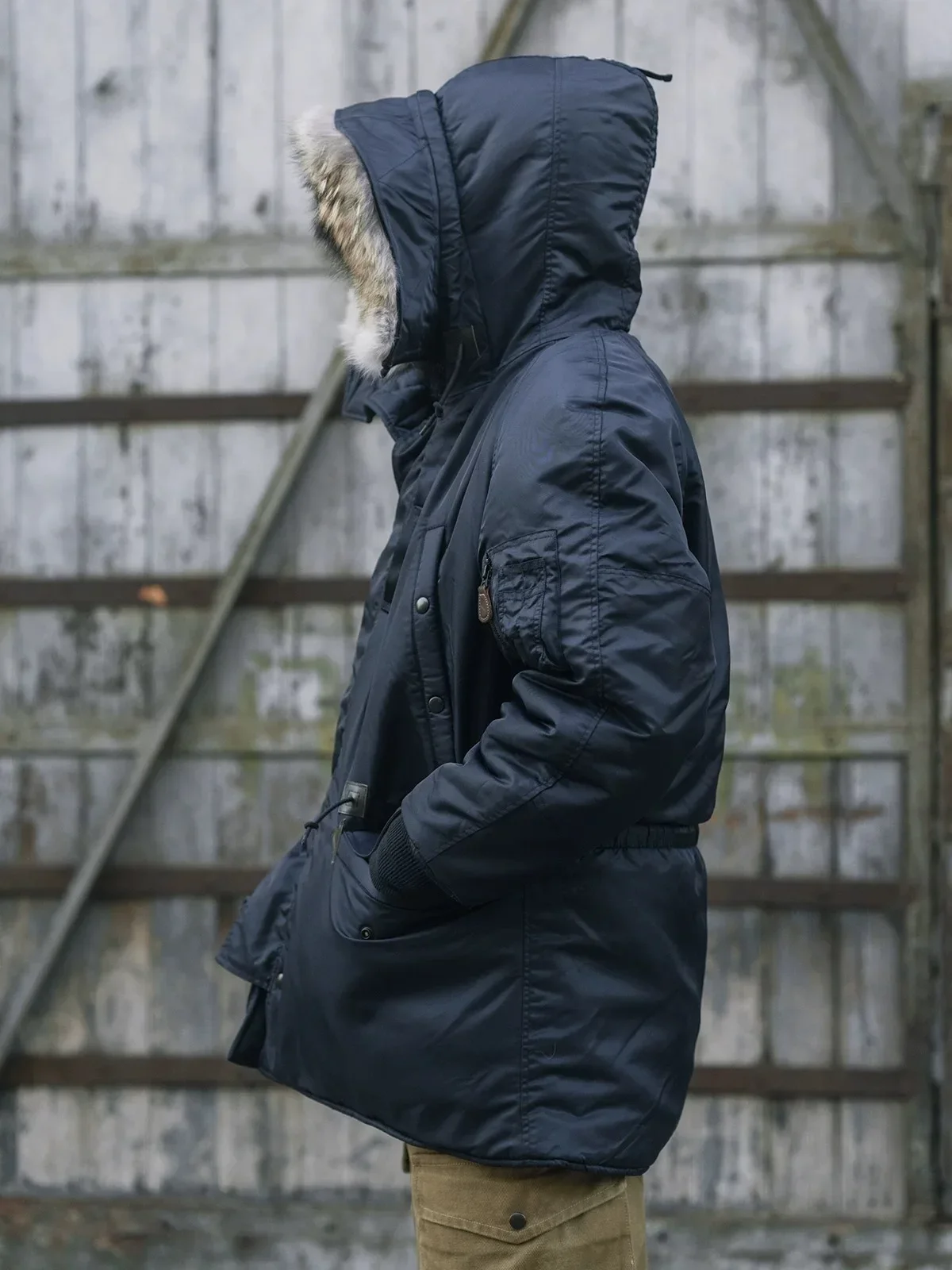 Мужская зимняя куртка-бомбер с воротником из натурального меха Bronson Type N-3A