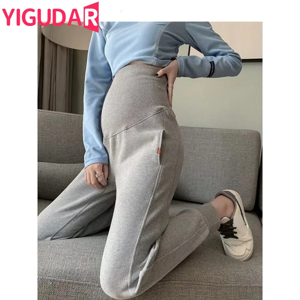 Enlarge Fashion Maternity Sport Pants Elastic Waist Belly Casual Trousers Clothes for Pregnant Women Pregnancy Pants Yoga Pants