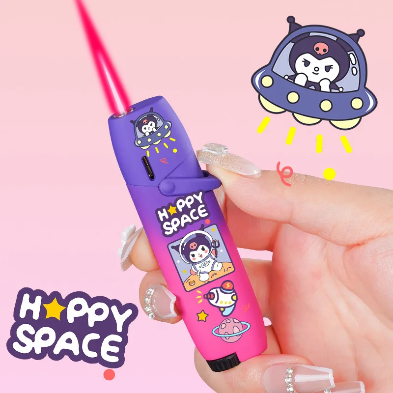 

Creative Cartoon Cute Inflatable Lighter Outdoor Windproof Pink Flame Direct Butane Gas Cigarette Lighter Portable Torch Lighter