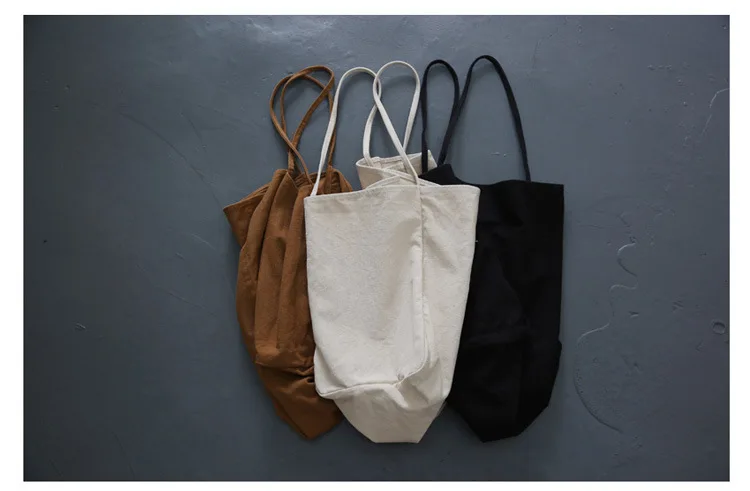 

Korean simple large capacity shopping bag sen art canvas shoulder bag retro color handbag