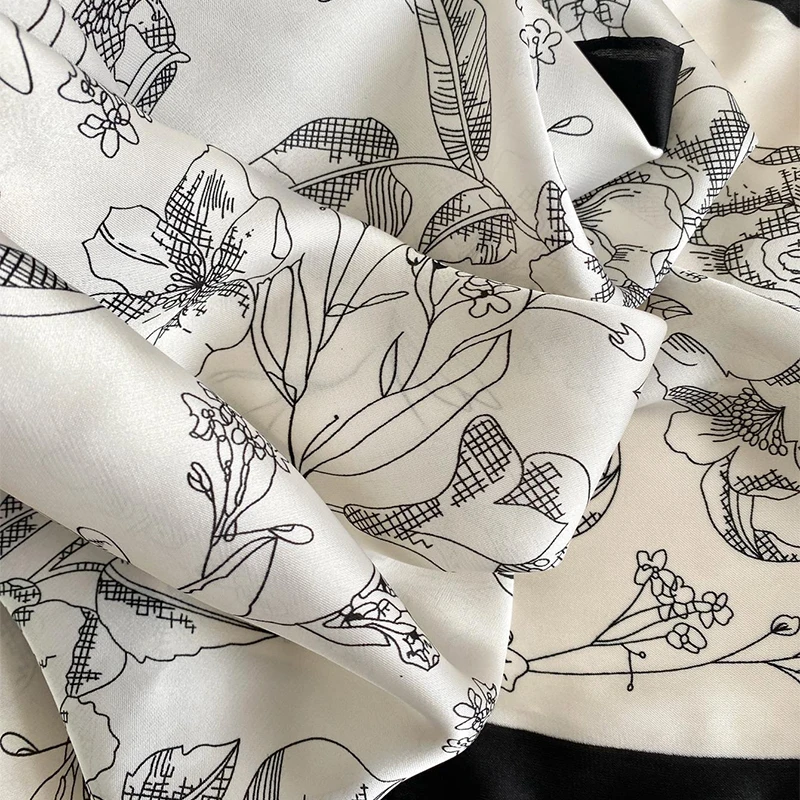 Роскошный шелковый квадратный шарф для женщин 2024 атласный шейный платок с