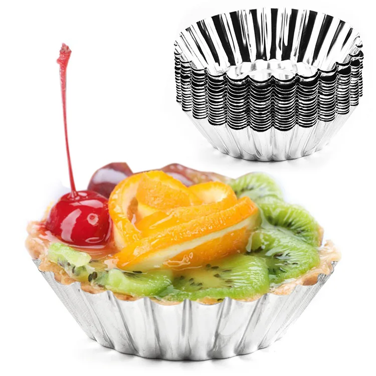 10 pcs Reusable Silver Stainless Steel Cupcake Egg Tart Mold Cookie Pudding Mould Nonstick Cake Egg Baking Mold Pastry Tools
