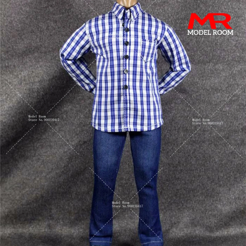 

ZYTOYS ZY5028 1/6 Scale Plaid Shirt Jeans Pants Belt Clothes Model Fit 12-inch Male Soldier Action Figure Body