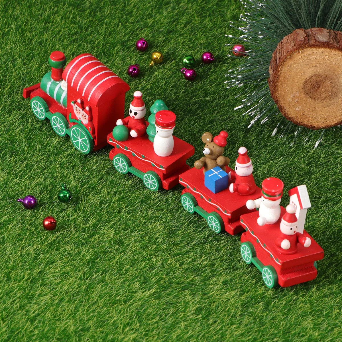 

Table Top Decor Four-section Wooden Train Decorate Kids Window Decoration Supplies Creative Toy Christmas for Toys boys