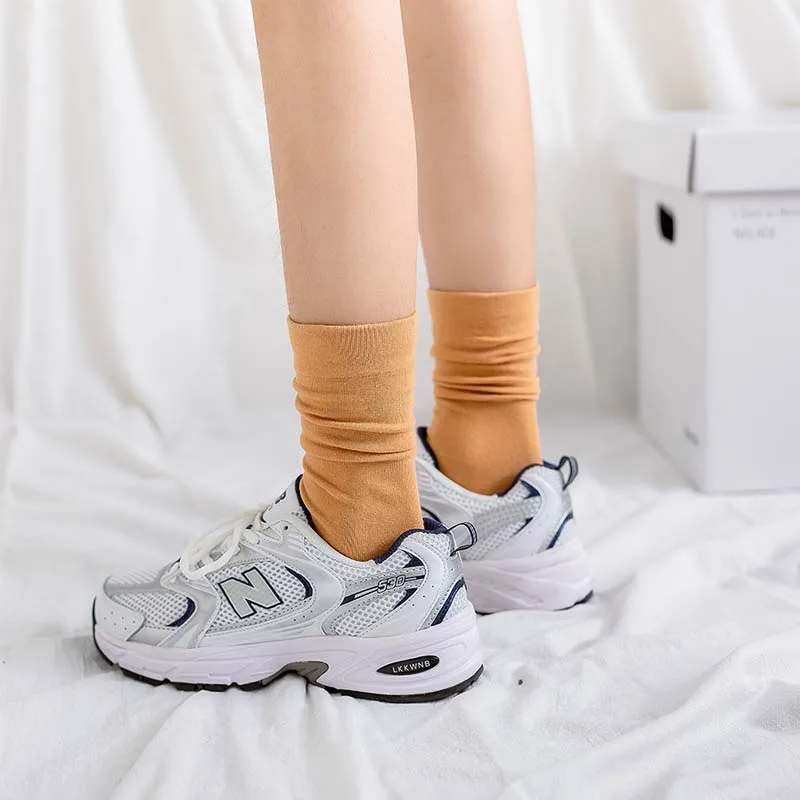 Women Simplicity Socks Candy Color Cotton Long Socks Girls Cute Korea Style Breathable Casual Cotton Socks Female Fashion