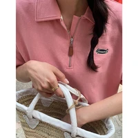 t shirt womens 2022 summer new design polo shirt lapel embroidery casual loose short sleeves