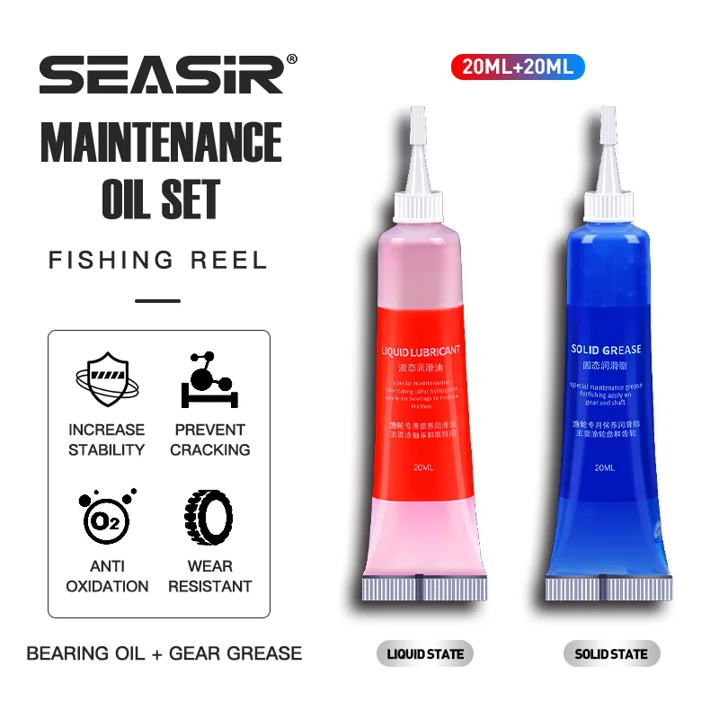 

SEASIR Protective Grease+Lubricant Oil 20ml2pcs For Fishing Reel Bearing Lubricant Casting Spinning Maintenance Oil Fishing Tool
