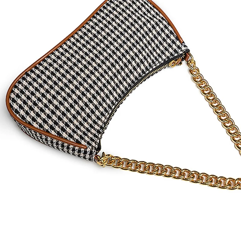 2022 Trend Chain Bolsas Handbag Retro Plaid Shoulder Bag Leather Women's Bag