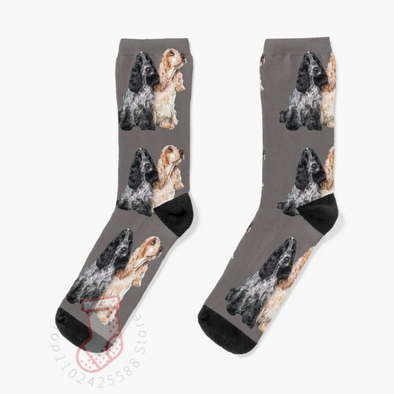 Cocker Spaniel Blue Roan Orange Roan Cute Puppy Dogs Socks Winter Socks Women