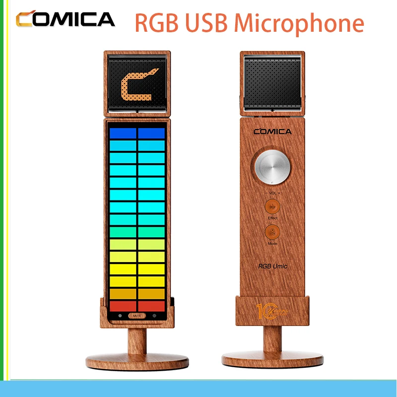 Comica RGB USB Microphone Wired Condenser Mics Sound Control Light Mic Adjustable Microphones For Phone Computer PS4/5 Xbox Umic