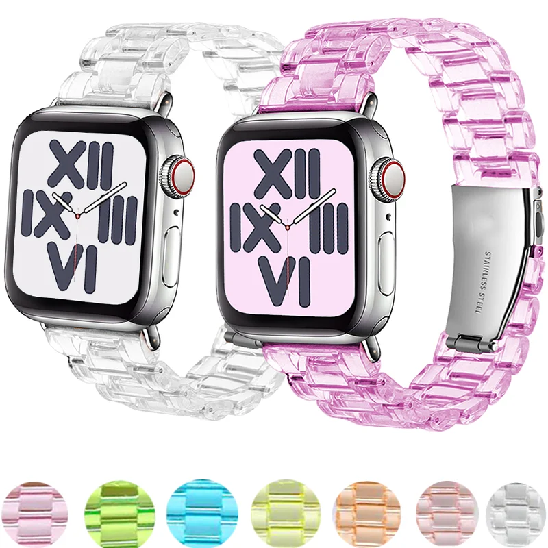 

Transparent Pc Strap For Apple Watch Band 7 8 45mm 41mm Correa iwatch ultra 49mm series 6 5 4 3 SE 42mm 44mm 38/40mm Clear Belt