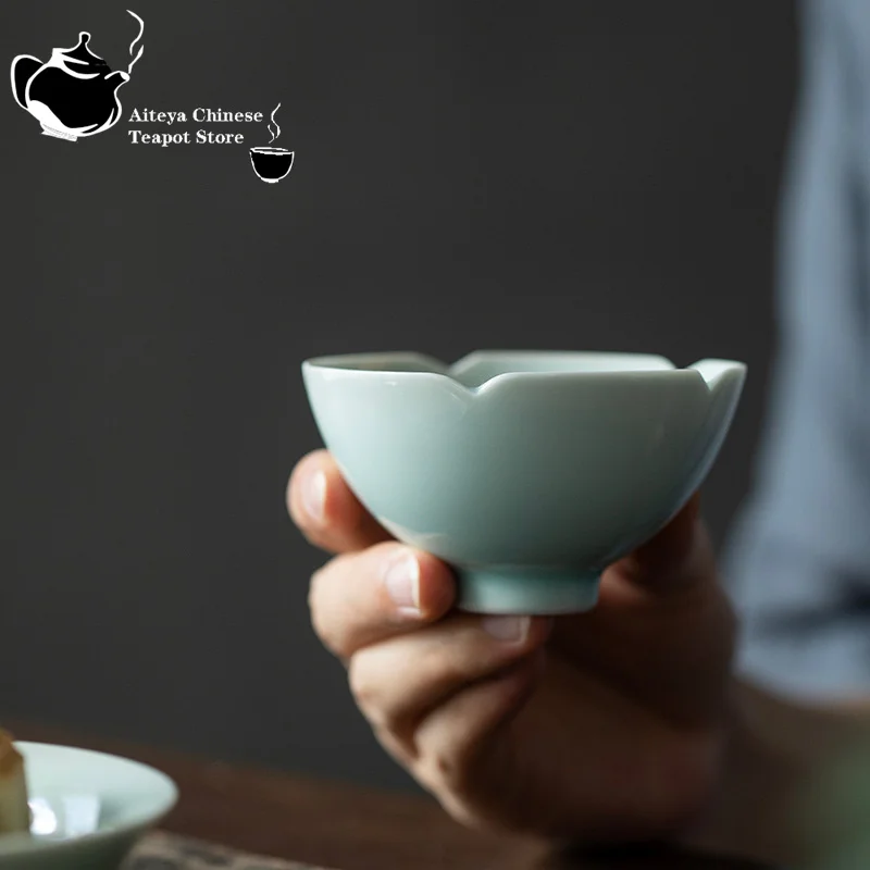 

Hu Tian Ying Qing Kui Kou Flower Petal Cup Kung Fu Tea Set Master Cup Single Cup Celadon Tea Cup Tea Cup Household Ceramic Cup