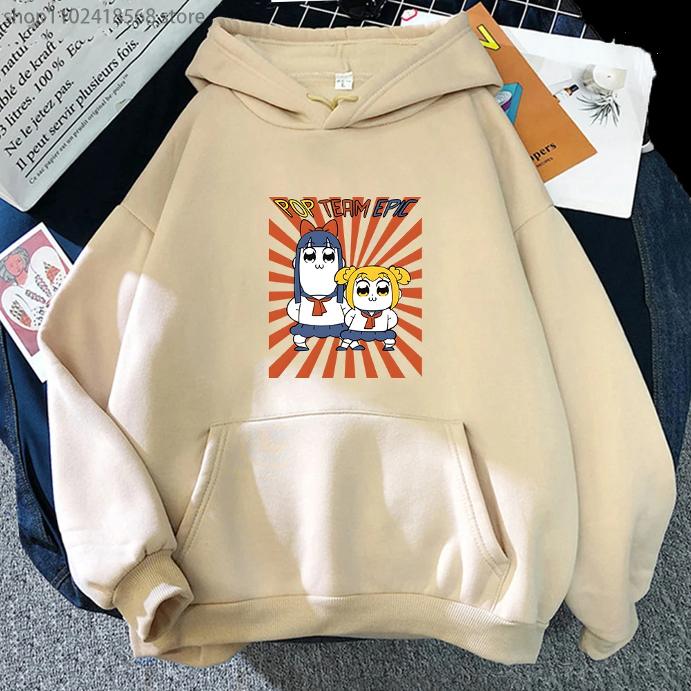 

Pop Team Epic Man Women Hoodie Anime Popuko and Pipimi Sweatshirt Men Clothing Fashion Hooded Pullover Unisex Regular Fit Female