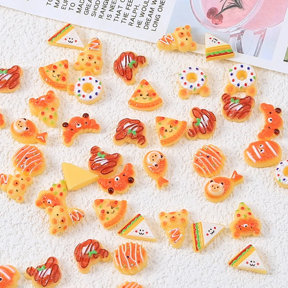 20 шт./лот 3D моделирование мультяшная еда подвески для ногтей смола сладкий хлеб