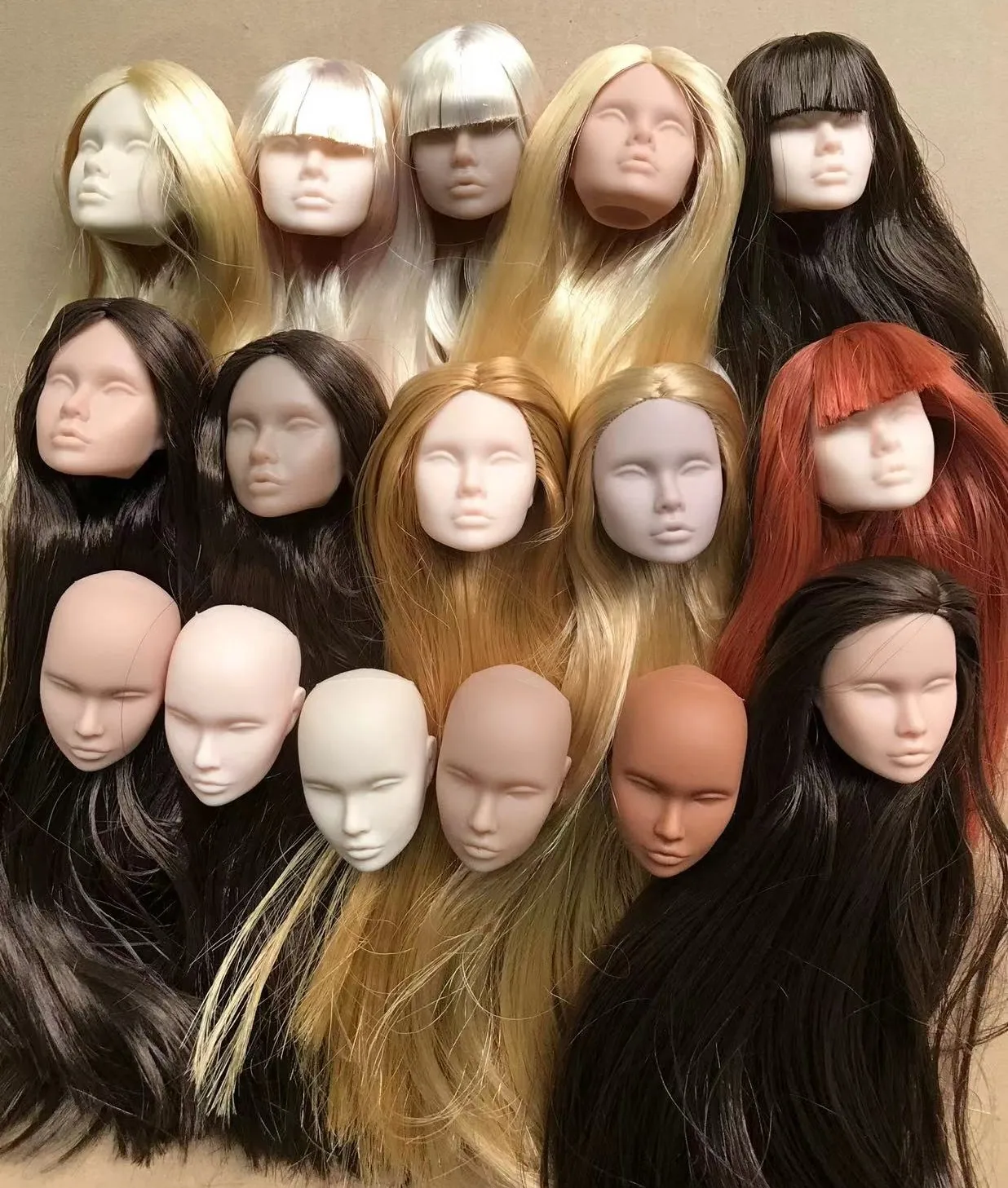 Skin Long Hair Doll Heads Doll Parts White Coffee Beige Brown Skin Fr It Doll Heads Girl Toy Figures