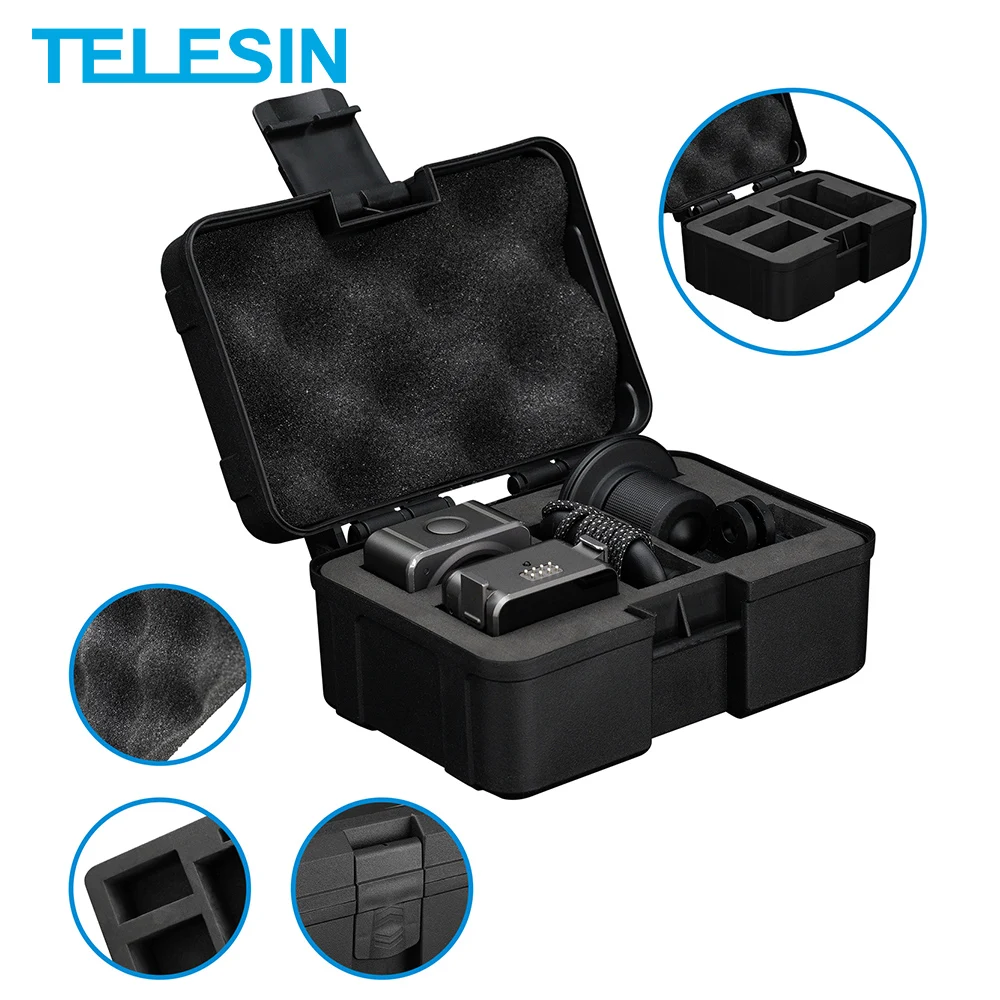 

TELESIN Hard Storage Case Portable Shockproof Bag High Temperature Resistant Protector Box For DJI Action 2 Camera Accessories