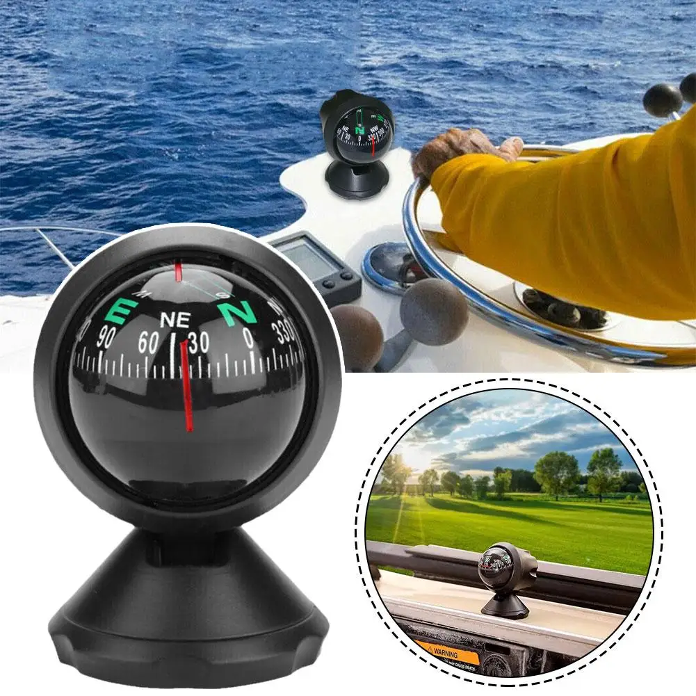 

360 Degree Rotation Waterproof Vehicle Navigation Ball High With Suction Quality Car Compass Compass Cup Decor Shaped Car J6W2